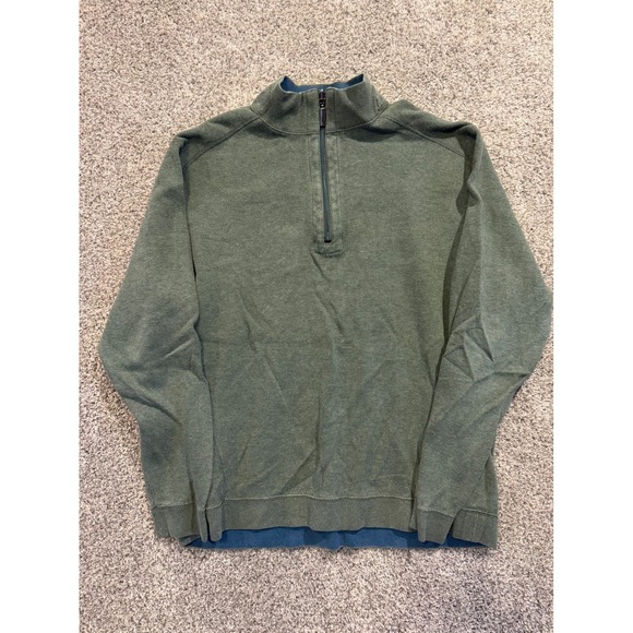 Tommy Bahama Other - Tommy Bahama Pullover Mens XL Green Reversible Quarter Zip Cotton Sweater Logo